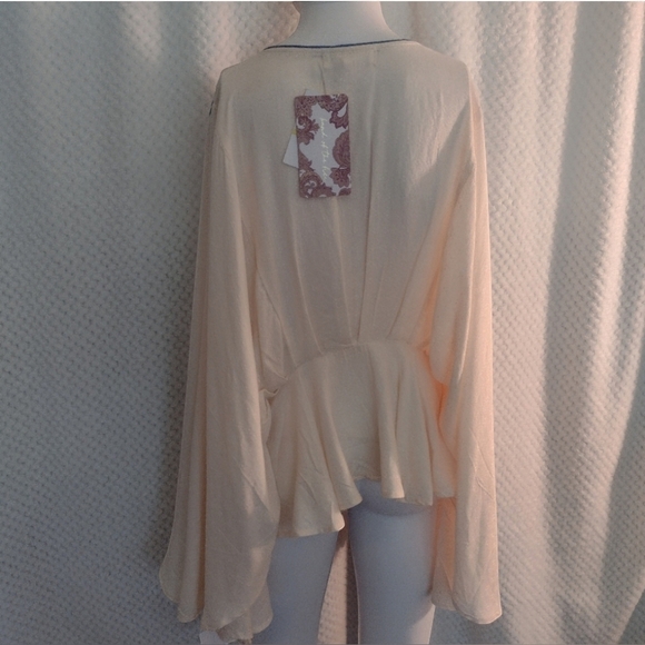 Band of the Free- Retro Boho Ecru Pheasant Blouse Embroidery- NWT- medium - Picture 6 of 13